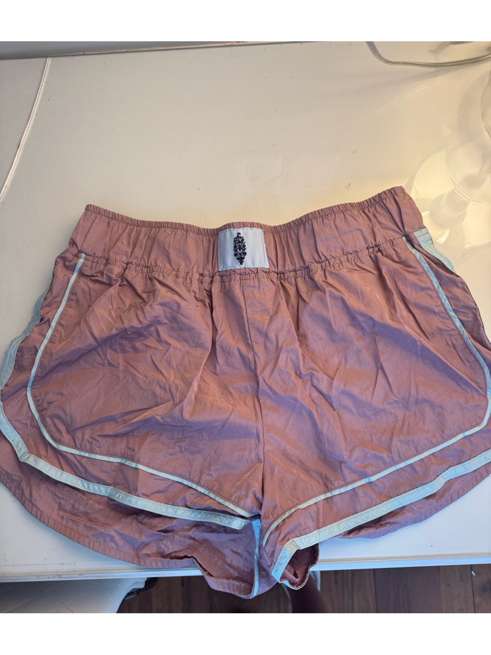 FP Movement by Free People Pink Relaxed Runner Shorts with Cream Trim